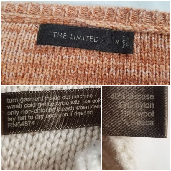 The Limited Boatneck Cableknit Sweater 3/4 Sleeve Womens Jrs Sz M  Wool Viscose - Picture 3 of 16